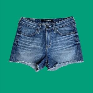 Big Star 1974 Women’s Mid Rise Fray Hem Denim Shorts Blue Sz 25